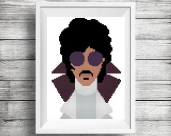 Counted cross stitch pattern Prince Rogers Nelson. Modern cross stitch pattern. Easy cross stitch. Point de croix. Instant download pdf.