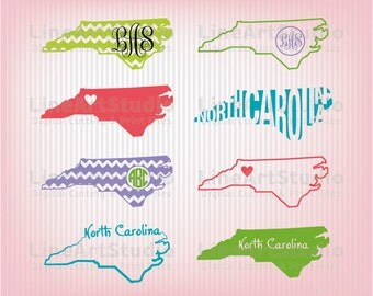 North Carolina SVG Collection State Files - SVG File- Monogram State - American States Svg Files - Svg Silhouette Files - Svg Cricut Files