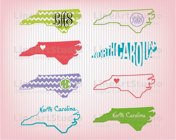 Download North Carolina SVG Collection State Files SVG File Monogram