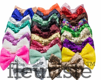 Sequin Bow, Glitter Bow, Bows, Fabric Bows, diy Bows, DIY Hair Bows, Soft Bows, Wholesale Bows, Diy Headband, 5" Choose colors
