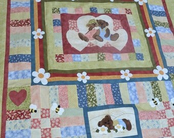 Items similar to Sleeping Teddy Bear Quilt on Etsy