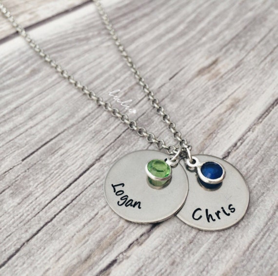 Personalized daughters name baby boys necklace My boys hand