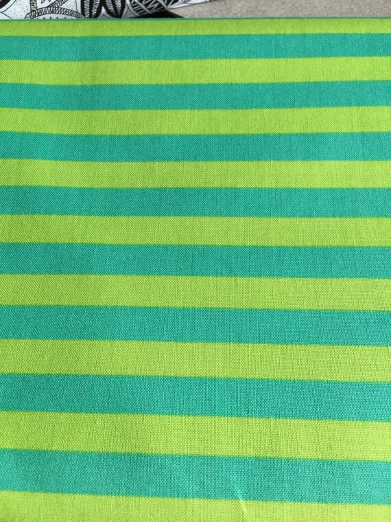 Lakehouse fabric turquoise and lime green STRIPES