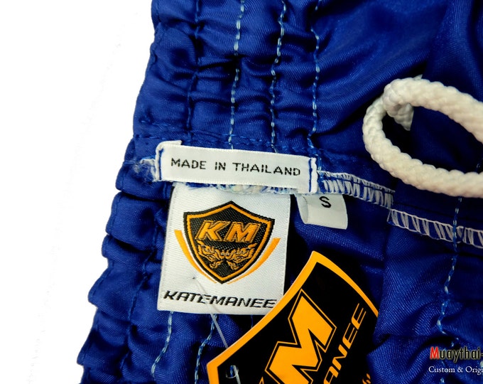Katemanee Muay Thai Boxing Shorts Low-Waist Fit Retro Style - BLUE
