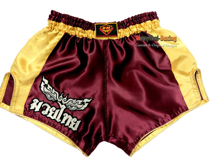 Muay Thailand Boxing Shorts Low-Waist Fit Retro Style - PURPLE