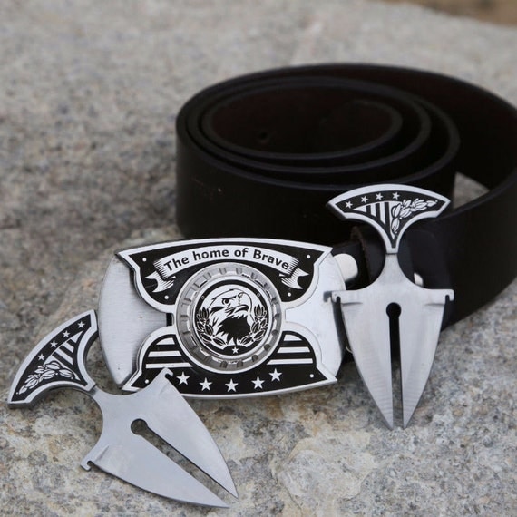 Custom made buckle with 2 daggers / Stainless steel buckle