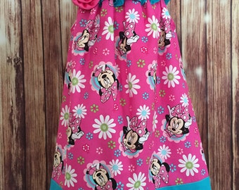 Minnie Sundress, Minnie Mouse sundress, Pink and blue Minnie summer dress
