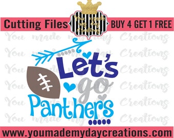 Buy 4 get 1 FREE*** Lets Go Panthers Football SVG, EPS, dxf, & png Cutting Files Stitches Sports Team Arrows dots