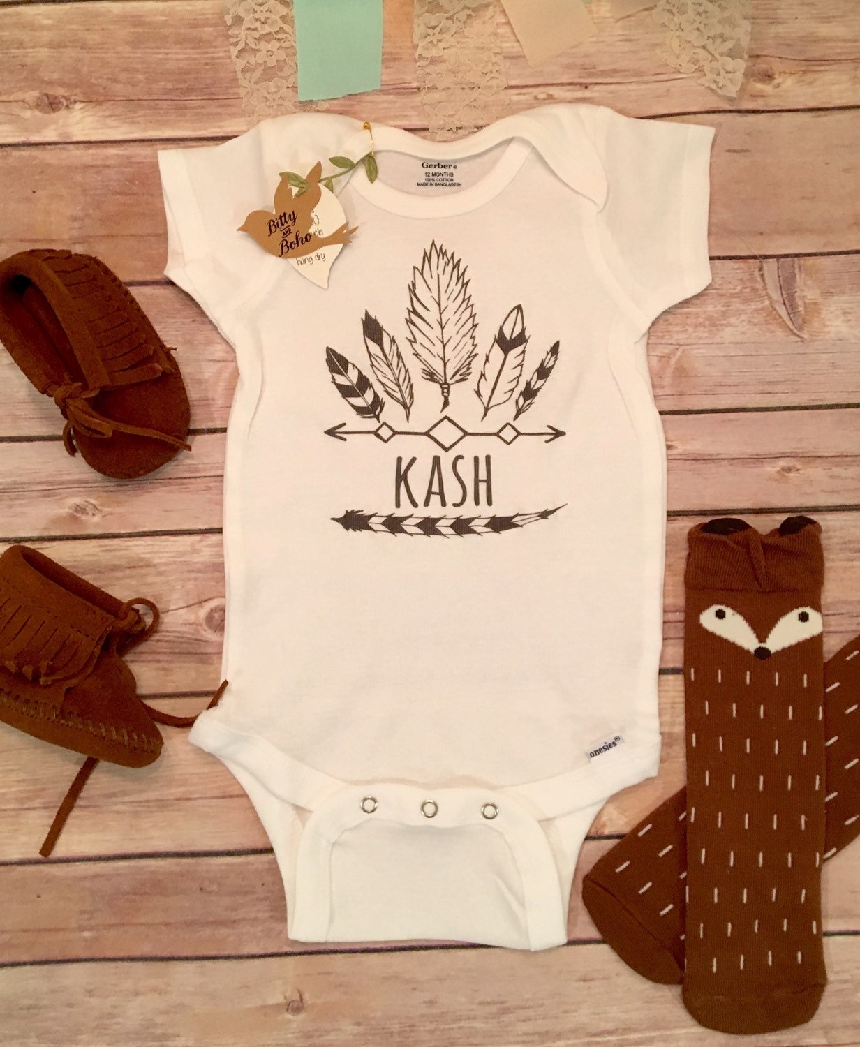 Custom Name Onesie® Baby Shower Gift Boho Baby by BittyandBoho