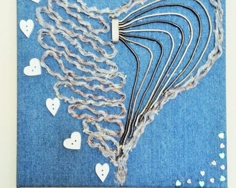 Denim canvas " Taken Heart". Romantic gift/message. DashingFrames 2016 Collection