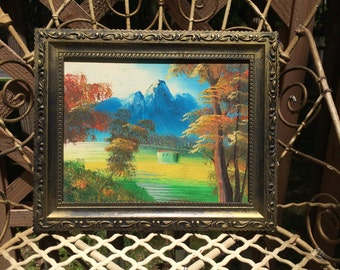 Vintage Framed Landscape Scene Painting ~ Original Art ~ Acrylic Painting