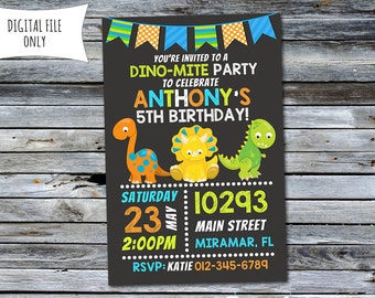 Dinosaur Invitation / Boys Dinosaur Birthday Invitation (Personalized) Digital Printable File