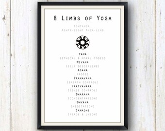 8 limbs of yoga art print/ yoga studio decor