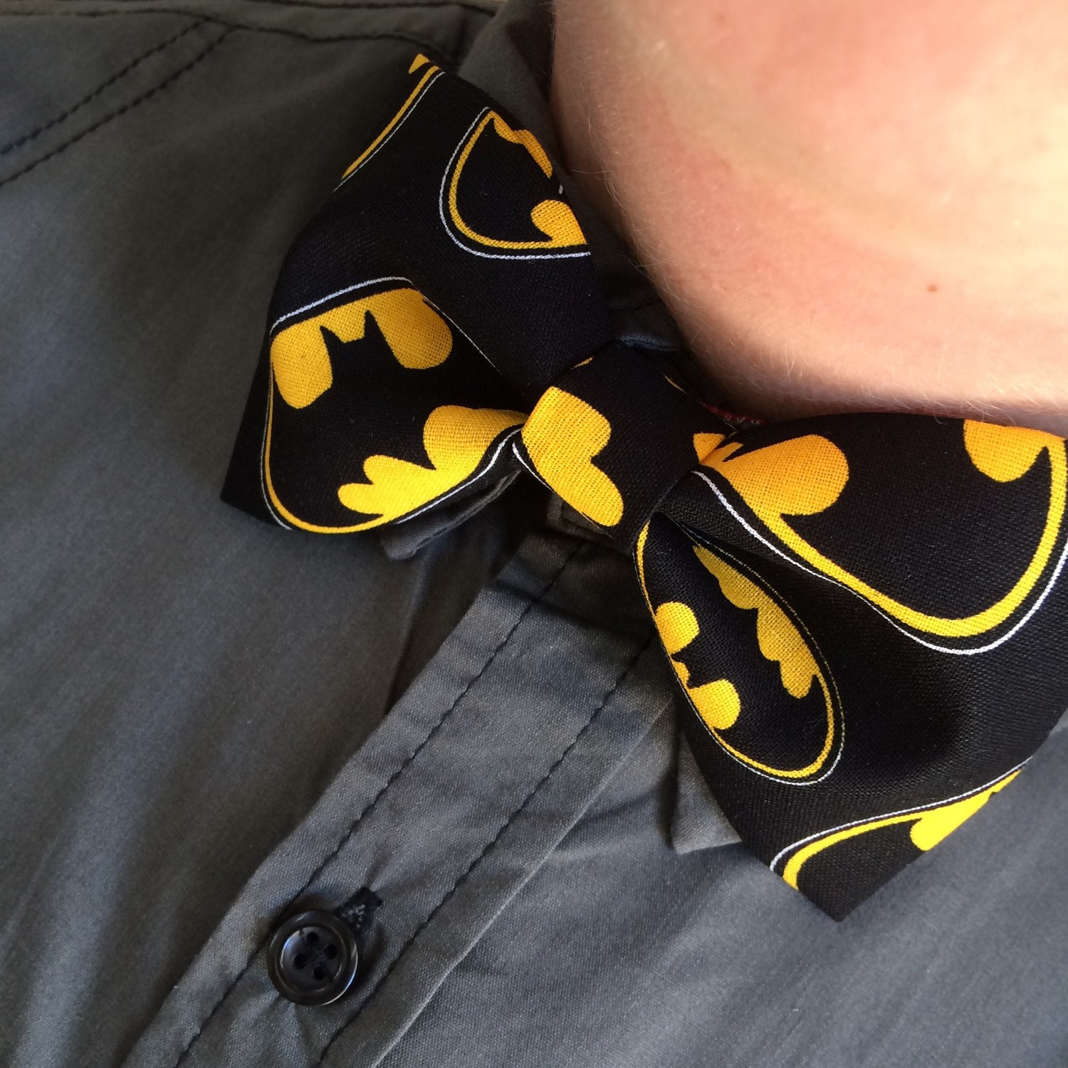 Batman Bow Tie Batman Bowtie with Elastic Neck by BrynnieGirlBows