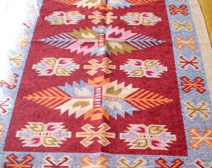 Kilim rug, large kilim rug, geometric floor kilim rug, tribal kilim, living room kilim rug, boho rug