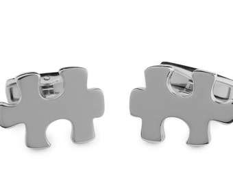 Silver puzzle piece cufflinks