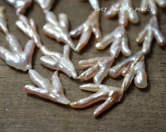 DIY chicken feet pearl,20-25mm wholesale freshwater pearl necklace pearl,branch pearl,natural peach pearl,earring beads Full Strand LY3049