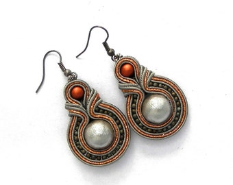 Soutache pendientes, hechos a mano, joyas, nuevos pendientes, joyería de la manera