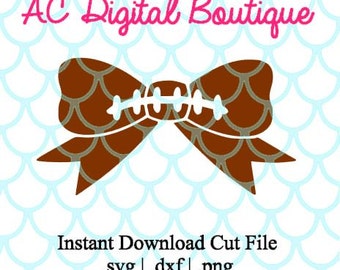 Football Bow Digital Cut File--Instant Download--SVG, DXF, PNG Files for Cutting Machine Software