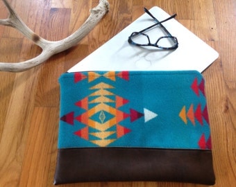 Turquoise Computer Case made with genuine Pendleton® fabric”.