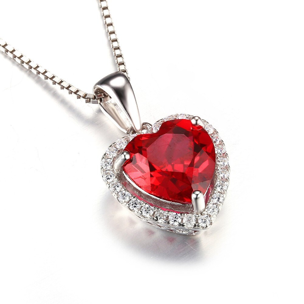 Elegant pure silver pendant 925 with Zirconia Synthetic ruby
