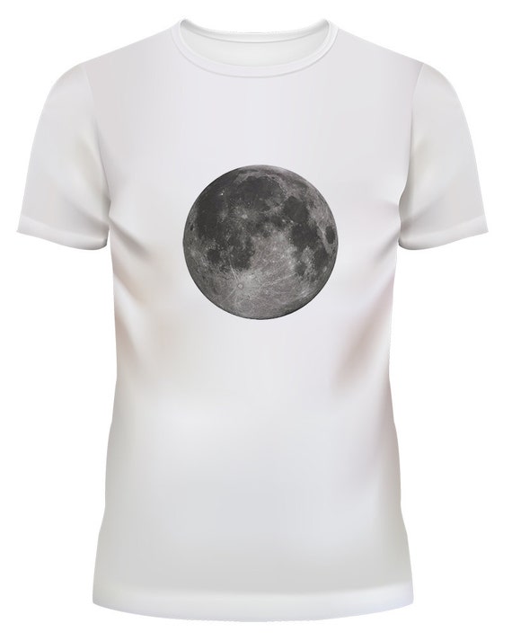 Unisex Art Moon Black Graphic White T Shirt Size S M L XL