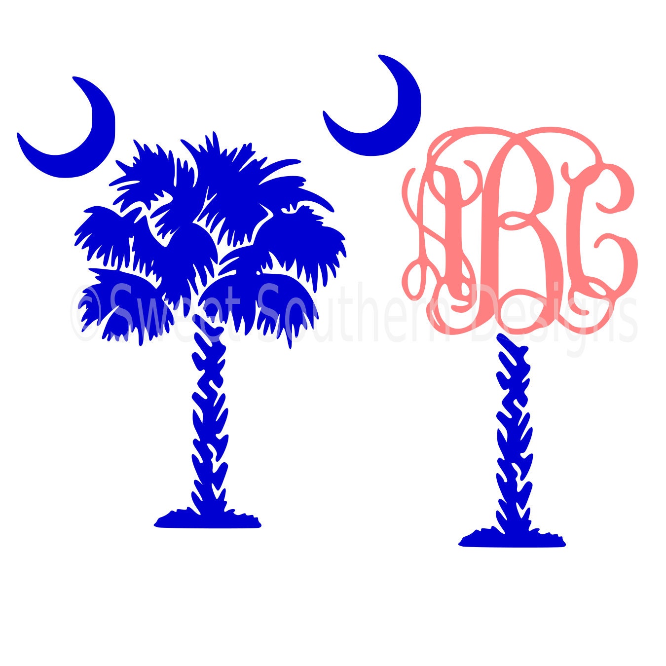 Download Monogram palmetto trees South Carolina beach SVG instant