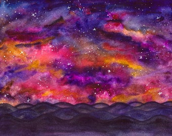 Galaxy print , space art print , abstract art , galaxy painting , nebla print , nebula home necor , galaxy wall art , galaxy watercolor