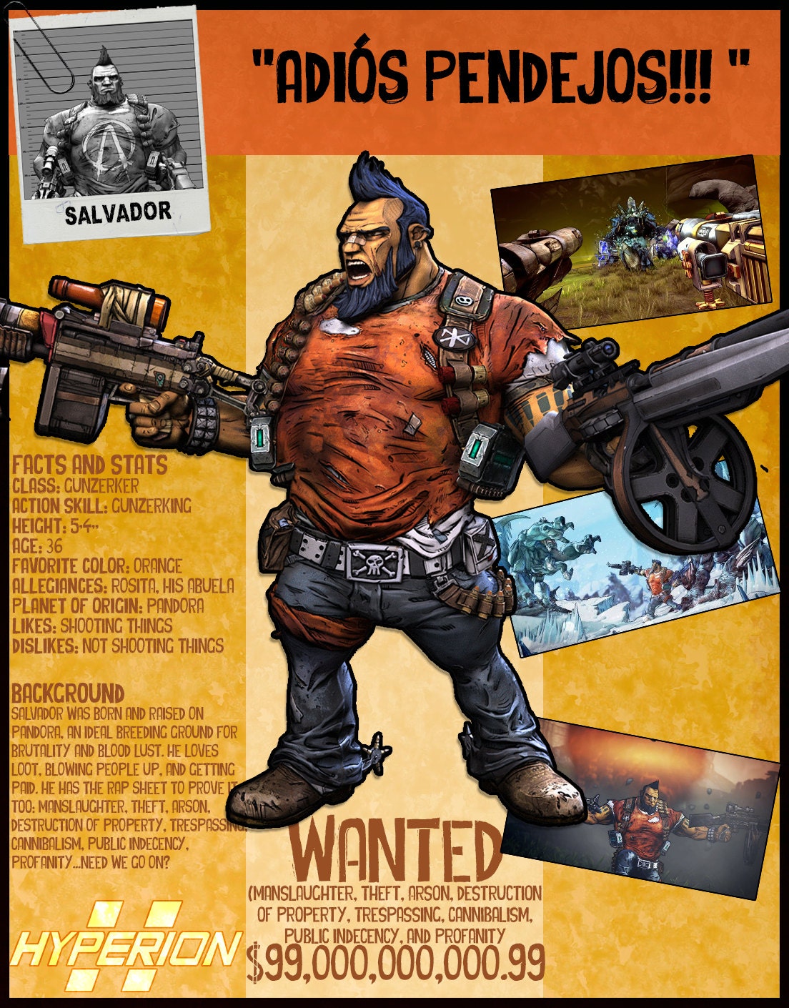 Borderlands 2 Wanted Posters Salvador