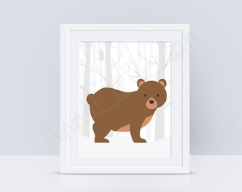 be brave kids decor printable bear nursery decoration woodland