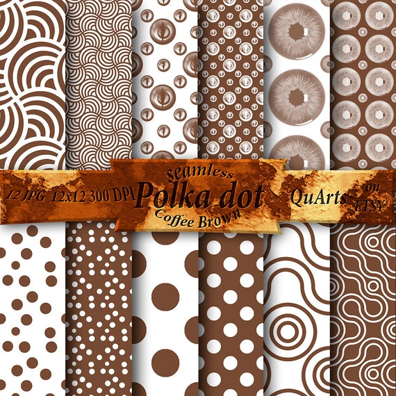 Coffee Brown Polka Dot Digital Paper Brown Scrapbook Paper