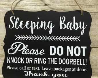 Sleeping Baby Door Hanger/Sign/ Baby Gift/ Do not Disturb Sign/ No Soliciting Sign/ Do not Knock Sign