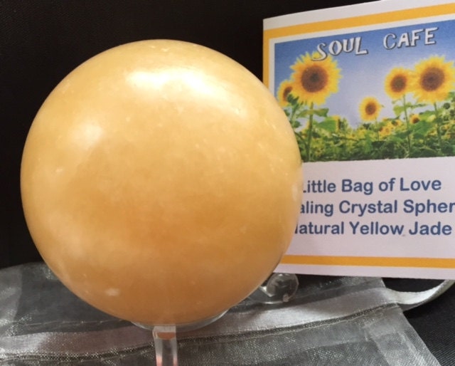 Natural Yellow Jade 55mm Healing Crystal Sphere 'Little