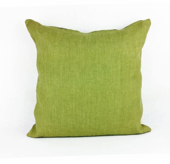 Green solid accent pillow cover Decorative pillow Linen