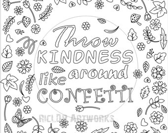 printable throw kindness around like confetti coloring page for grown ups flower - Blank Coloring Pages printable throw kindness around like confetti coloring page for grown ups flower - Blank Coloring Pages