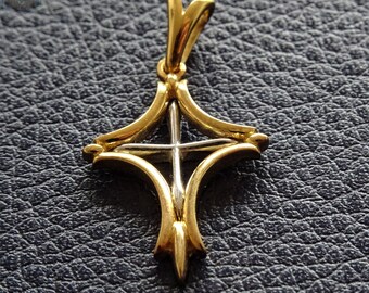 14K Gold Cross DesignUnique Cross Pendant Necklace in 14k White Yellow Gold
