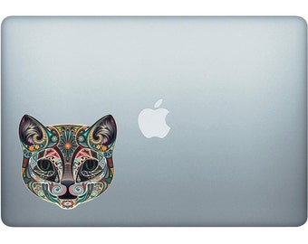 Polynesian Tribal Cat Face Decal - Made In The USA With High Quality Adhesive Vinyl In Full Color