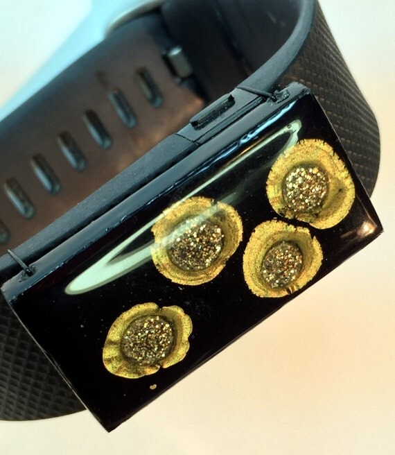 Fetache Fitness Tracker Gem Charm Bling Large Black Magic