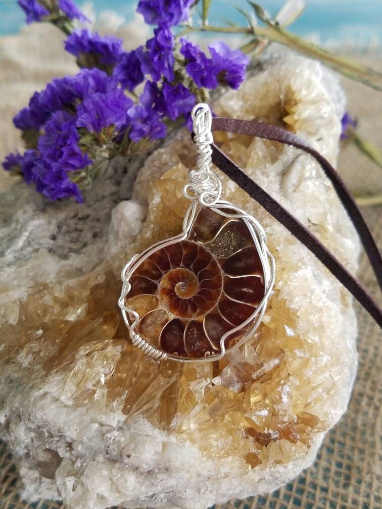 Ammonite fossil wrapped in 935 argentinium high tarnish