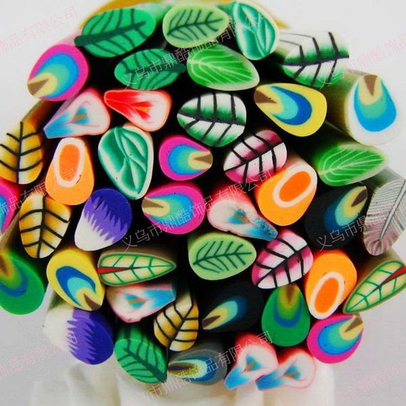 5 Leaf Feather Fimo Canes / Feather Polymer Clay Rod Sticks