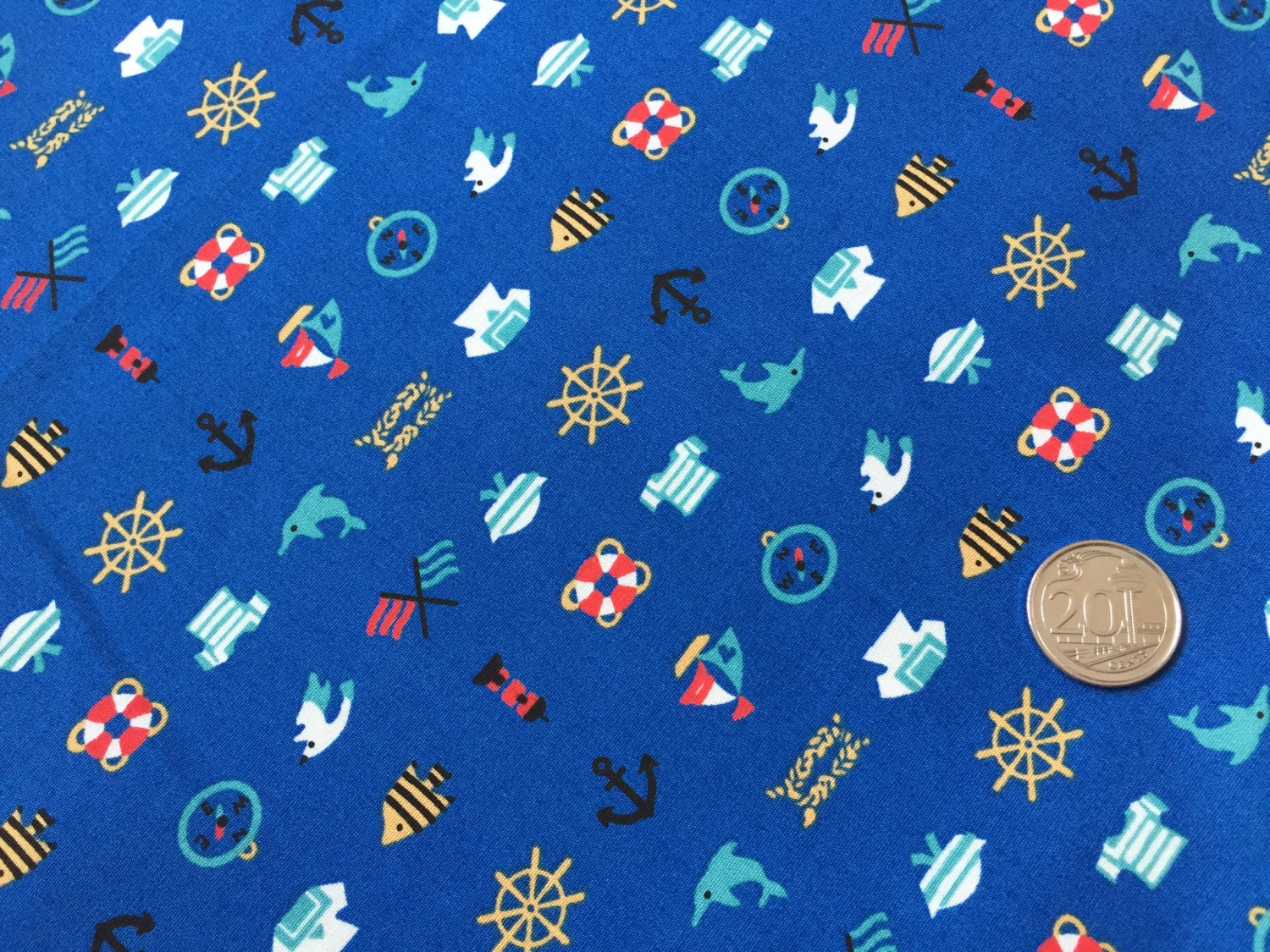 Blue Sea Theme 100 Cotton Fabric by CraftyCatsStore on Etsy