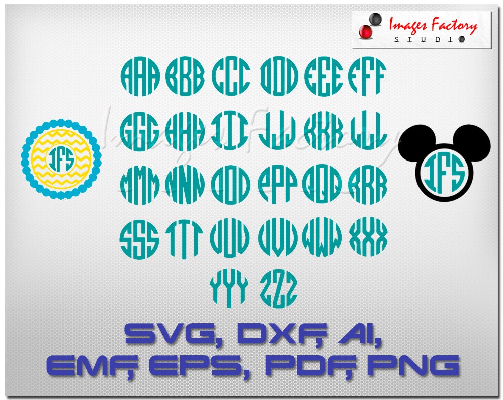 Download Circle monogram font SVG DXF Ai EPS Cut files for use with