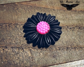 Daisy Cabochon Gerber Daisy Flower Flatback Black Flower Cabochon 27mm Resin Flower Cabochon Flower Embellishment Wholesale Cabochons