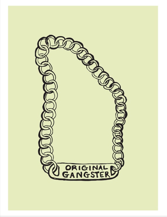 Original Gangster Postcard OG Thug Life Chain
