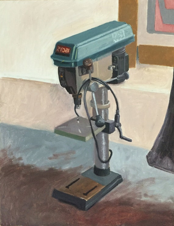 Drill Press 14x18 Original Oil Painting on by ARTbyDanAngeli