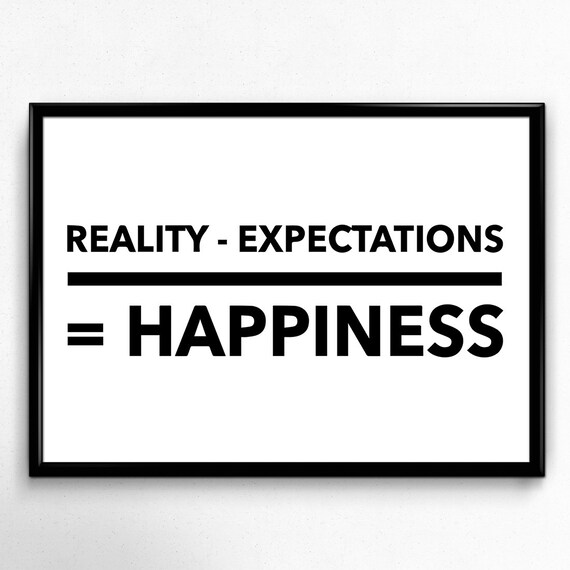 Reality minus Expectations equals Happiness Printable Poster