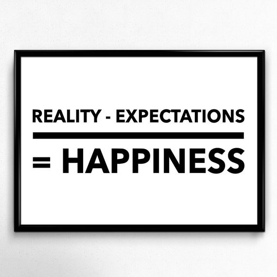 Reality minus Expectations equals Happiness Printable Poster