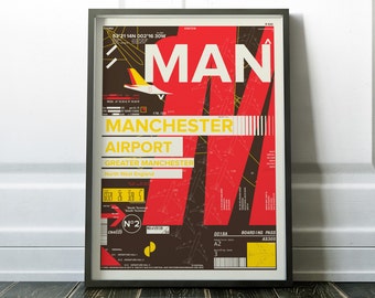 Manchester Poster, Manchester Airport Print, Travel Print, Manchester Airport Poster, Modern Travel Print, Airport Art, Manchester Print