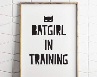 batgirl in training, batgirl print, girl superhero decor, girl superhero print, girl superhero prints, batgirl printable
