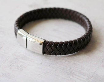 Gift For Men - Men's Personalised Leather Bracelet - Boyfriend Gift - Husband Gift